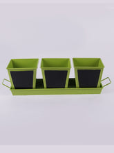 Set of three Chalk Board Painted Herb Pots Green