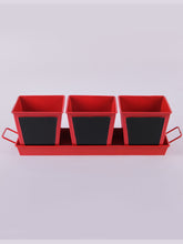 Set of three Chalk Board Painted Herb Pots Red
