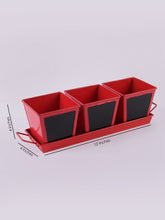 Set of three Chalk Board Painted Herb Pots Red