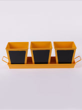 Set of three Chalk Board Painted Herb Pots Yellow