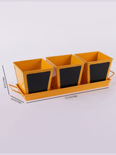 Set of three Chalk Board Painted Herb Pots Yellow