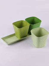 Set of three Herb Pots Green