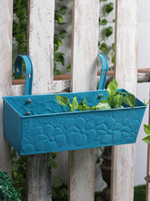 Embossed Rectangular Pot Blue