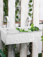 Embossed Rectangular Pot White