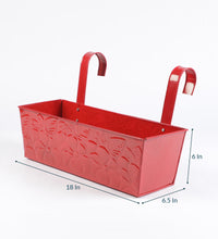 Set of Four 18'' Flower embossed Rectangle Planters