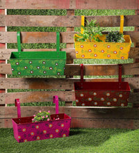 Set of Four 18'' Handpainted Rectangle Planters