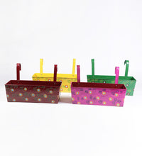 Set of Four 18'' Handpainted Rectangle Planters