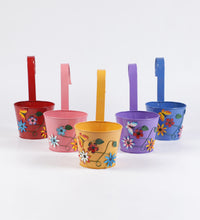 Set of Five Flower embossed Railing Pots