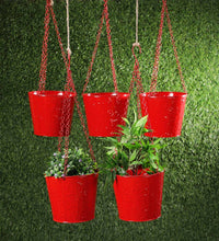 Set of Five Hanging Bucket Red