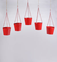 Set of Five Hanging Bucket Red