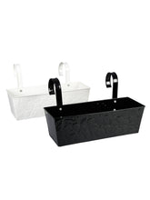 Set of Two 18'' Embossed Recatngular Planter Black & White