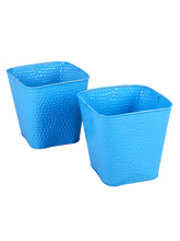 Set of Two Embossed Pot Blue