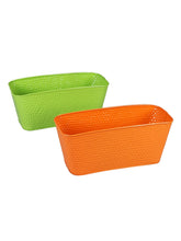 Set of Two 12'' Embossed Pot Green & Orange