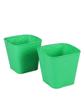 Set of Two Embossed Pot Green