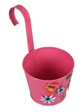 Set of Two Flower Embossed Railing Planter Pink & Purple