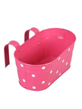 Set of two Polka Dot Oval Railling Planter Big Purple & Pink