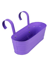 Set of two Oval Railing Planter Large Purple & white