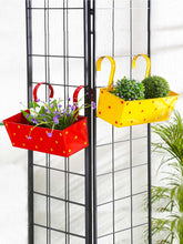 Set of two Polka Dot Rectangle Planter Red & Yellow