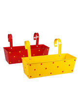 Set of two Polka Dot Rectangle Planter Red & Yellow