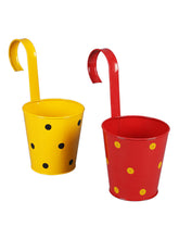 Set of two Railling Pot Polka Red & Yellow
