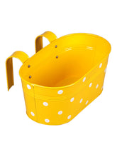 Set of two Polka Dot Oval Railling Planter Big Yellow & Green