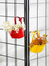 Set of two Oval Railling Planter Small Yellow & Red