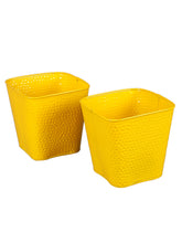 Set of Two Embossed Pot Yellow