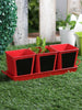 Set of three Chalk Board Painted Herb Pots Red