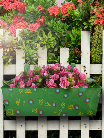 Handpainted Rectangle Planter Green