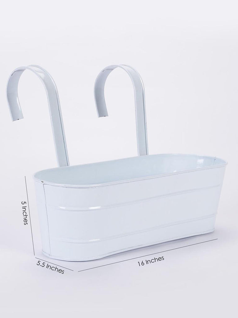 Oval Railing Planter Large White– Exotic Flora