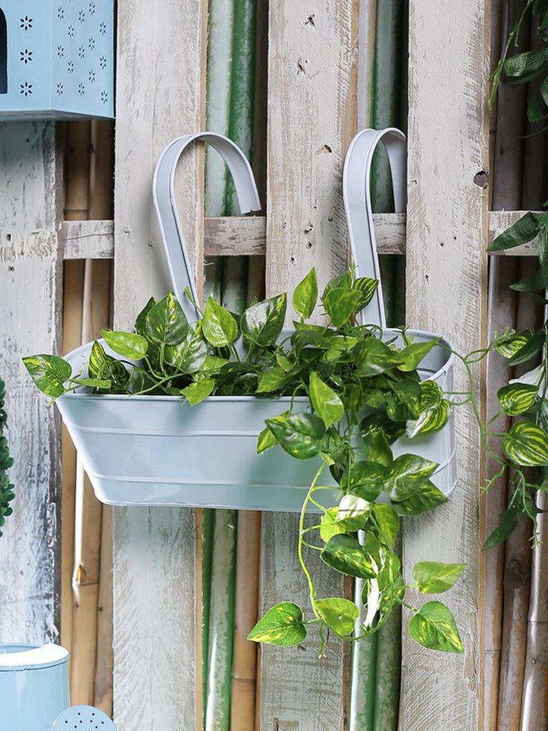 Oval Railing Planter Large White– Exotic Flora
