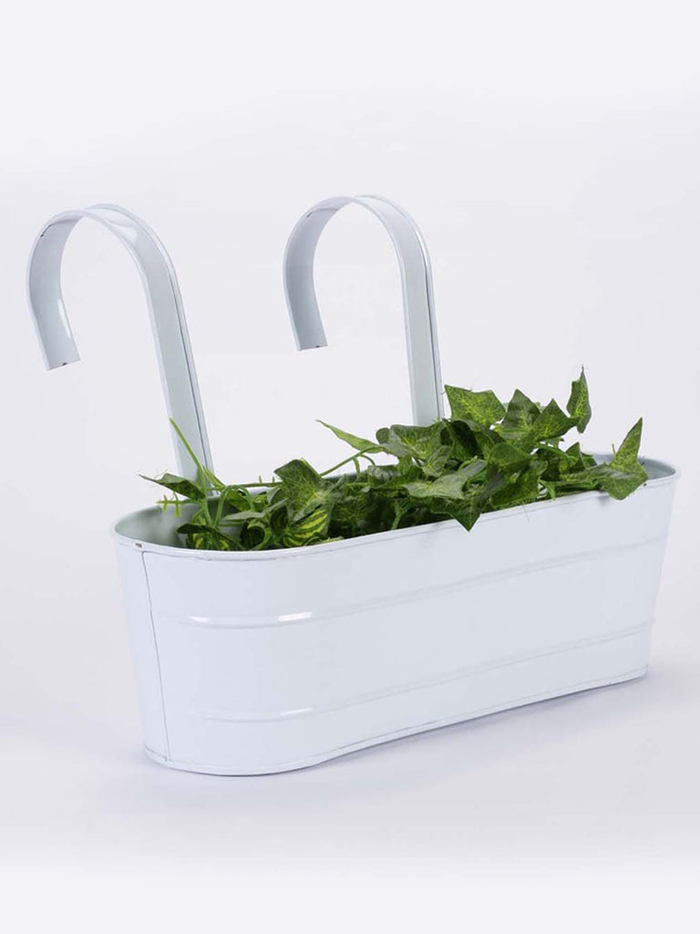 Oval Railing Planter Large White– Exotic Flora