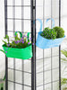 Set of two Oval Railing Planter Large Green & Blue