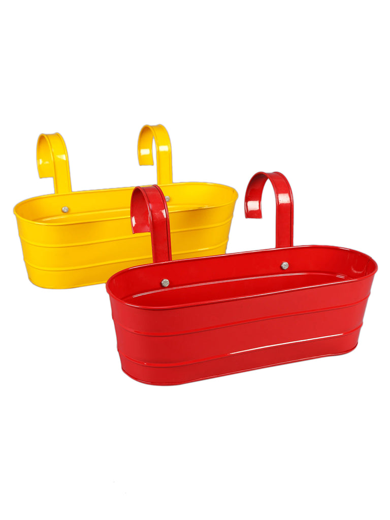 Set of two Oval Railing Planter Large Yellow & Red– Exotic Flora